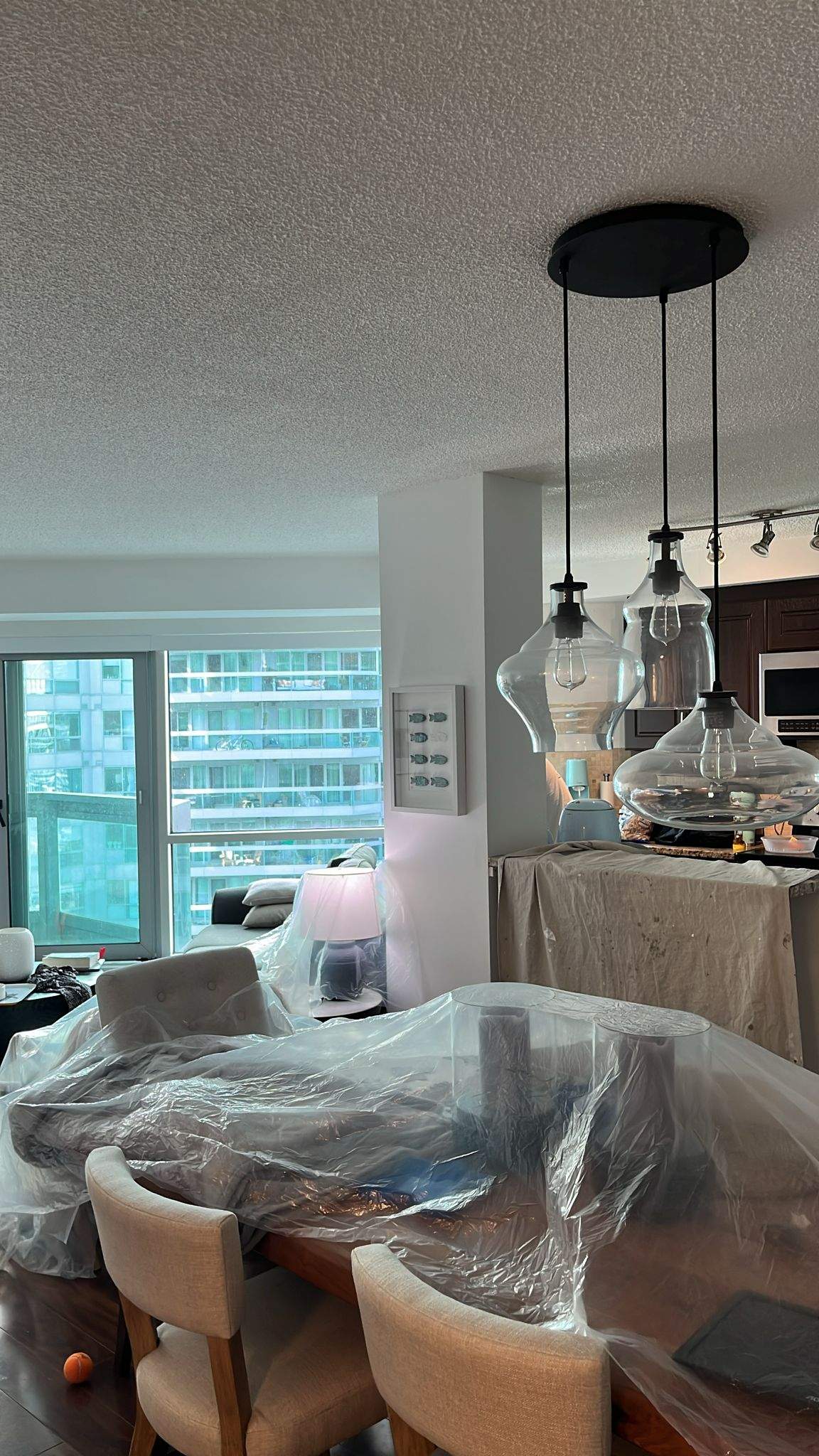 Condo unit protected during ceiling repair — property management repair GTA